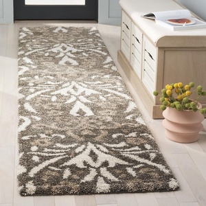 SAFAVIEH Area Rug 8×10 – Florida Shag Collection – Large – Smoke & Beige, Floral Design, Non-Shedding & Easy Cleaning, Plush Thick Pile, Ideal for Living Room, Bedroom, Dining Space (SG457-7913)(Smoke/Beige)