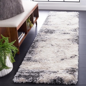 SAFAVIEH Area Rug 8×10 – Fontana Shag Collection – Large – Ivory & Grey, Modern Design, Non-Shedding & Easy Cleaning, Ultra Plush Thick Pile, Ideal for Living Room, Bedroom, Dining Space (FNT831A)(Ivory/Grey)