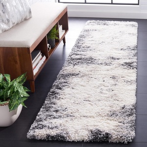 SAFAVIEH Area Rug 8×10 – Fontana Shag Collection – Large – Ivory & Grey, Modern Design, Non-Shedding & Easy Cleaning, Ultra Plush Thick Pile, Ideal for Living Room, Bedroom, Dining Space (FNT834A)(Ivory/Grey)