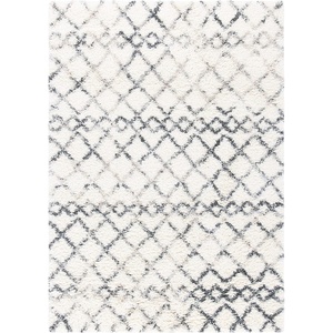 SAFAVIEH Area Rug 8×10 – Fontana Shag Collection – Large – Ivory & Grey, Moroccan Pattern, Non-Shedding & Easy Cleaning, Ultra Plush Thick Pile, Ideal for Living Room, Bedroom, Dining Space (FNT845A)(Ivory/Grey)