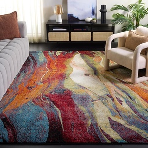 SAFAVIEH Area Rug 8×10 – Glacier Collection – Large – Red & Green, Modern Abstract Design, Non-Shedding & Easy Cleaning, Ideal for Living Room, Bedroom, Office, Dining Space (GLA126Q)