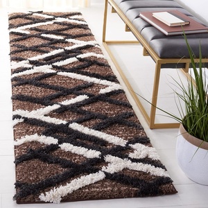 SAFAVIEH Area Rug 8×10 – Hi-Lo Shag Collection – Large – Charcoal & Ivory, Non-Shedding & Easy Cleaning, Ultra Plush Thick Raised Pile, Ideal for Living Room, Bedroom, Dining Space (HLS206H)(Brown/Ivory Charcoal)