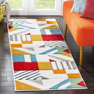SAFAVIEH Area Rug 8×10 – Hollywood Collection – Large – Ivory & Peacock Blue, Mid-Century Modern Design, Non-Shedding & Easy Cleaning, Ideal for Living Room, Bedroom, Office, Dining Space (HLW709B)(Ivory/Peacock Blue)
