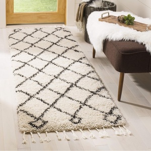 SAFAVIEH Area Rug 8×10 – Moroccan Fringe Shag Collection – Large – Cream & Charcoal, Boho Design, Non-Shedding & Easy Cleaning, Plush Thick Pile, Ideal for Living Room, Bedroom, Dining Space (MFG241B)(Cream/Charcoal)