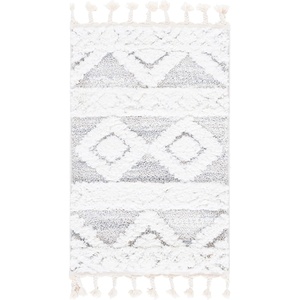 SAFAVIEH Area Rug 8×10 – Moroccan Tassel Shag Collection – Large – Ivory & Beige, Boho Design, Non-Shedding & Easy Cleaning, Plush Pile, Ideal for Living Room, Bedroom, Dining Space (MTS640A)(Ivory/Beige)