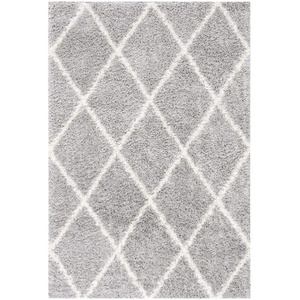 SAFAVIEH Area Rug 8×10 – Parma Shag Collection – Large – Cream & Grey, Trellis Pattern, Non-Shedding & Easy Cleaning, Ultra Plush Thick Pile, Ideal for Living Room, Bedroom, Dining Space (PMA515A)(Grey/Cream)