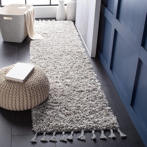 SAFAVIEH Area Rug 8×10 – Pro Luxe Shag Collection – Large – Ivory & Light Grey, Tassel Design, Non-Shedding & Easy Cleaning, Plush Thick Pile, Ideal for Living Room, Bedroom, Dining Space (PLX436A)(Grey/Ivory)