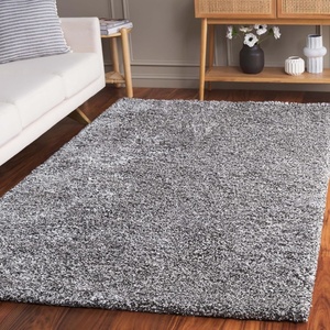 SAFAVIEH Area Rug 8×10 – South Beach Shag Collection – Large – Snow White, Handmade, Ultra Plush Thick Pile, Ideal for Living Room, Bedroom, Dining Space (SBS562A)(Steel Grey)