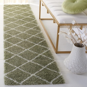 SAFAVIEH Area Rug 8×10 – Tahoe Shag Collection – Large – Black & White, Trellis Pattern, Non-Shedding & Easy Cleaning, Plush Thick Pile, Ideal for Living Room, Bedroom, Dining Space (THO676Z)(Sage/White)