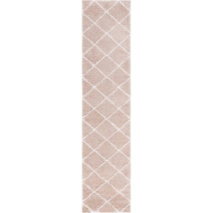 SAFAVIEH Area Rug 8×10 – Tahoe Shag Collection – Large – Black & White, Trellis Pattern, Non-Shedding & Easy Cleaning, Plush Thick Pile, Ideal for Living Room, Bedroom, Dining Space (THO676Z)(Beige/White)