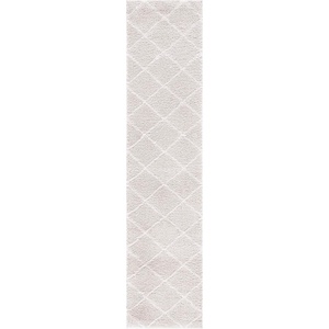 SAFAVIEH Area Rug 8×10 – Tahoe Shag Collection – Large – Black & White, Trellis Pattern, Non-Shedding & Easy Cleaning, Plush Thick Pile, Ideal for Living Room, Bedroom, Dining Space (THO676Z)(Silver/White)