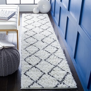 SAFAVIEH August Shag Collection Area Rug – 9′ x 12′, Ivory & Grey, Moroccan Diamond Design, Non-Shedding & Easy Care, 1.25-inch Thick Ideal for High Traffic Areas in Living Room, Bedroom (AUG572F)(Ivory/Black)