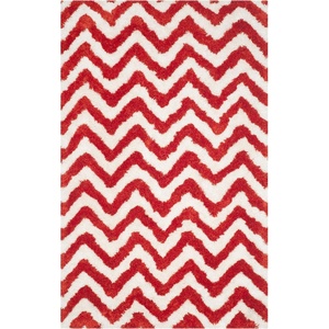 SAFAVIEH Barcelona Shag Collection Area Rug – 9′ x 12′, Graphite & Ivory, Handmade Chevron, 1.75-inch Thick Ideal for High Traffic Areas in Living Room, Bedroom (BSG320D)(Ivory/Rust)