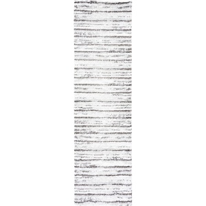 SAFAVIEH Berber Shag Collection Area Rug – 9′ x 12′, Blue Rust & Ivory, Stripe Design, Non-Shedding & Easy Care, 1.25-inch Thick Ideal for High Traffic Areas in Living Room, Bedroom (BER565A)(Grey/Dark Grey)