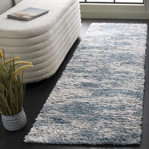 SAFAVIEH Berber Shag Collection Area Rug – 9′ x 12′, Ivory & Blue, Abstract Design, Non-Shedding & Easy Care, 1.2-inch Thick, Ideal for the Living Room, Dining, Bedroom (BER586M)(Ivory/Blue)