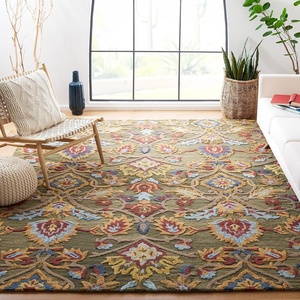 SAFAVIEH Blossom Collection Area Rug – 9′ x 12′, Green & Multi, Handmade Wool, Ideal for High Traffic Areas in Living Room, Bedroom (BLM402B)