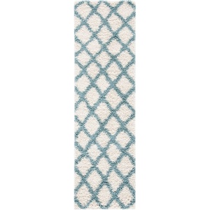 SAFAVIEH Dallas Shag Collection Area Rug – 8’6″ x 12′, Dark Grey & Ivory, Trellis Design, Non-Shedding & Easy Care, 1.5-inch Thick Ideal for High Traffic Areas in Living Room, Bedroom (SGDS258A)(Ivory/Seafoam)