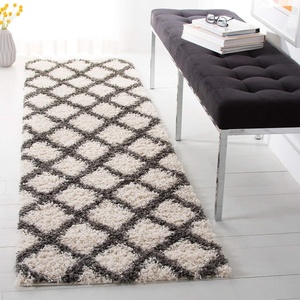 SAFAVIEH Dallas Shag Collection Area Rug – 8’6″ x 12′, Dark Grey & Ivory, Trellis Design, Non-Shedding & Easy Care, 1.5-inch Thick Ideal for High Traffic Areas in Living Room, Bedroom (SGDS258A)(Ivory/Dark Grey)
