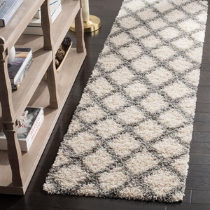 SAFAVIEH Dallas Shag Collection Area Rug – 8’6″ x 12′, Dark Grey & Ivory, Trellis Design, Non-Shedding & Easy Care, 1.5-inch Thick Ideal for High Traffic Areas in Living Room, Bedroom (SGDS258A)(Ivory/Grey)