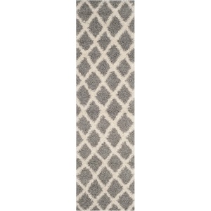 SAFAVIEH Dallas Shag Collection Area Rug – 8’6″ x 12′, Dark Grey & Ivory, Trellis Design, Non-Shedding & Easy Care, 1.5-inch Thick Ideal for High Traffic Areas in Living Room, Bedroom (SGDS258A)(Grey/Ivory)