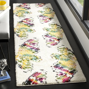 SAFAVIEH Fiesta Shag Collection Area Rug – 9′ x 12′, Black & Yellow, Modern Design, Non-Shedding & Easy Care, 0.5-inch Thick Ideal for High Traffic Areas in Living Room, Bedroom (FSG368D)(Cream/Multi)