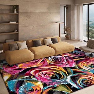 SAFAVIEH Fiesta Shag Collection Area Rug – 9′ x 12′, Fuchsia & Multi, Rainbow Rose Design, Non-Shedding & Easy Care, 0.5-inch Thick Ideal for High Traffic Areas in Living Room, Bedroom (FSG366B)
