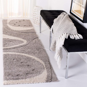 SAFAVIEH Florida Shag Collection Area Rug – 8’6″ x 12′, Dark Blue & Ivory, Abstract Design, Non-Shedding & Easy Care, 1.2-inch Thick Ideal for High Traffic Areas in Living Room, Bedroom (SG473-6511)(Grey/Ivory)