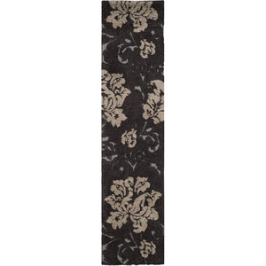 SAFAVIEH Florida Shag Collection Area Rug – 8’6″ x 12′, Grey & Beige, Floral Design, Non-Shedding & Easy Care, 1.2-inch Thick Ideal for High Traffic Areas in Living Room, Bedroom (SG458-8013)(Dark Brown/Smoke)