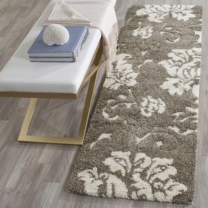 SAFAVIEH Florida Shag Collection Area Rug – 8’6″ x 12′, Grey & Beige, Floral Design, Non-Shedding & Easy Care, 1.2-inch Thick Ideal for High Traffic Areas in Living Room, Bedroom (SG458-8013)(Smoke/Beige)