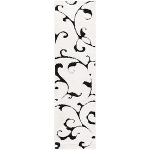 SAFAVIEH Florida Shag Collection Area Rug – 8’6″ x 12′, Ivory & Black, Scroll Design, Non-Shedding & Easy Care, 1.2-inch Thick Ideal for High Traffic Areas in Living Room, Bedroom (SG476-1290)(Ivory/Black)
