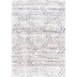 SAFAVIEH Fontana Shag Collection Area Rug – 9′ x 12′, Ivory & Grey, Modern Design, Non-Shedding & Easy Care, 2-inch Thick Ideal for High Traffic Areas in Living Room, Bedroom (FNT881A)(Ivory/Grey)