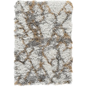 SAFAVIEH Horizon Shag Collection Area Rug – 9′ x 12′, Ivory & Rust, Modern Abstract Design, Non-Shedding & Easy Care, 2.5-inch Thick Ideal for High Traffic Areas in Living Room, Bedroom (HZN894P)(Ivory/Gold)