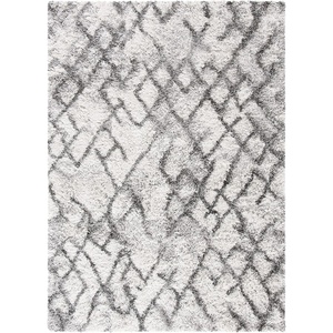 SAFAVIEH Horizon Shag Collection Area Rug – 9′ x 12′, Ivory & Rust, Modern Abstract Design, Non-Shedding & Easy Care, 2.5-inch Thick Ideal for High Traffic Areas in Living Room, Bedroom (HZN894P)(Grey/Ivory)