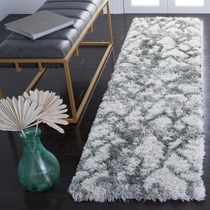 SAFAVIEH Horizon Shag Collection Area Rug – 9′ x 12′, Ivory & Rust, Modern Abstract Design, Non-Shedding & Easy Care, 2.5-inch Thick Ideal for High Traffic Areas in Living Room, Bedroom (HZN894P)(Ivory/Green)