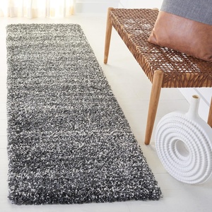 SAFAVIEH Hudson Shag Collection Area Rug – 10′ x 14′, Ivory & Grey, Modern Abstract Design, Non-Shedding & Easy Care, 2-inch Thick Ideal for High Traffic Areas in Living Room, Bedroom (SGH295B)(Dark Grey/Ivory)