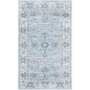 SAFAVIEH Isabella Collection Area Rug – 9′ x 12′, Light Blue & Cream, Oriental Design, Non-Shedding & Easy Care, Ideal for High Traffic Areas in Living Room, Bedroom (ISA940M)(Light Blue/Cream)
