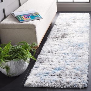 SAFAVIEH Lindsay Shag Collection Area Rug – 9′ x 12′, Grey & Black Ivory, Modern Design, 2-inch Thick, Ideal for the Living Room, Dining, Bedroom (LNS556G)(Grey/Blue Ivory)