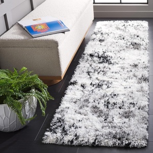 SAFAVIEH Lindsay Shag Collection Area Rug – 9′ x 12′, Grey & Black Ivory, Modern Design, 2-inch Thick, Ideal for the Living Room, Dining, Bedroom (LNS556G)(Grey/Black Ivory)