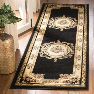 SAFAVIEH Lyndhurst Collection Area Rug – 8′ x 11′, Red & Ivory, Traditional European Medallion Design, Non-Shedding & Easy Care, Ideal for High Traffic Areas in Living Room, Bedroom (LNH218C)(Black/Ivory)
