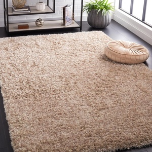 SAFAVIEH Malibu Shag Collection Area Rug – 8’6″ x 12′, Silver, Handmade Solid, 1.4-inch Thick Ideal for High Traffic Areas in Living Room, Bedroom (MLS431S)(Natural)