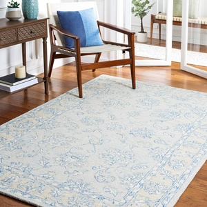 SAFAVIEH Micro-Loop Collection 6′ x 9′ BlueBeige MLP535M Handmade Premium Wool Living Room Dining Bedroom Area Rug(Blue/Beige)