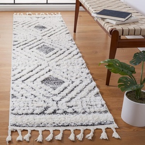 SAFAVIEH Moroccan Tassel Shag Collection Area Rug – 9′ x 12′, Ivory & Grey, Boho Design, Non-Shedding & Easy Care, 2-inch Thick Ideal for High Traffic Areas in Living Room, Bedroom (MTS614A)(Ivory/Grey)