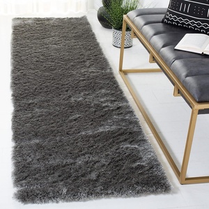 SAFAVIEH Paris Shag Collection Area Rug – 9′ x 12′, Dark Beige, Handmade Silken Glam, 2-inch Thick Ideal for High Traffic Areas in Living Room, Bedroom (SG512T)(Grey)