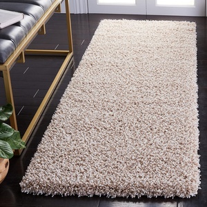 SAFAVIEH Santa Monica Shag Collection 8′ x 10′ Navy SGN725 Solid Non-Shedding Living Room Bedroom Dining Room Entryway Plush 2-inch Thick Area Rug(Beige)