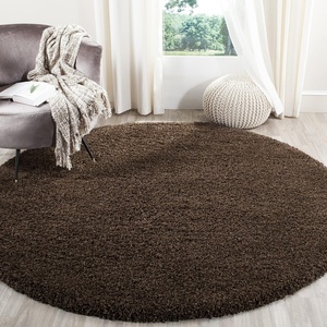 SAFAVIEH Santa Monica Shag Collection 8′ x 10′ Navy SGN725 Solid Non-Shedding Living Room Bedroom Dining Room Entryway Plush 2-inch Thick Area Rug(Brown)