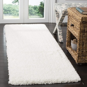 SAFAVIEH Santa Monica Shag Collection 8′ x 10′ Navy SGN725 Solid Non-Shedding Living Room Bedroom Dining Room Entryway Plush 2-inch Thick Area Rug(White)