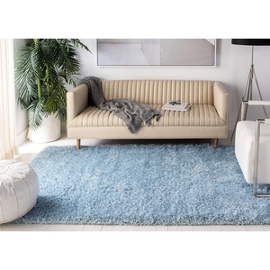 SAFAVIEH Supreme Shag Collection 8′ x 10′ Light Blue SGS621D Handmade Solid 1.5-inch Thick Area Rug(Light Blue)
