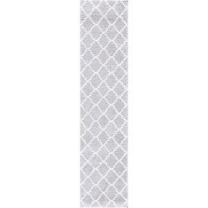 SAFAVIEH Tahoe Shag Collection Area Rug – 9′ x 12′, Black & White, Trellis Design, Non-Shedding & Easy Care, 1.2-inch Thick Ideal for High Traffic Areas in Living Room, Bedroom (THO675Z)(Light Grey/White)