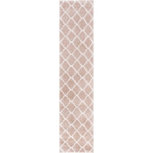 SAFAVIEH Tahoe Shag Collection Area Rug – 9′ x 12′, Black & White, Trellis Design, Non-Shedding & Easy Care, 1.2-inch Thick Ideal for High Traffic Areas in Living Room, Bedroom (THO675Z)(Beige/White)