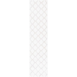 SAFAVIEH Tahoe Shag Collection Area Rug – 9′ x 12′, Black & White, Trellis Design, Non-Shedding & Easy Care, 1.2-inch Thick Ideal for High Traffic Areas in Living Room, Bedroom (THO675Z)(White/Silver)